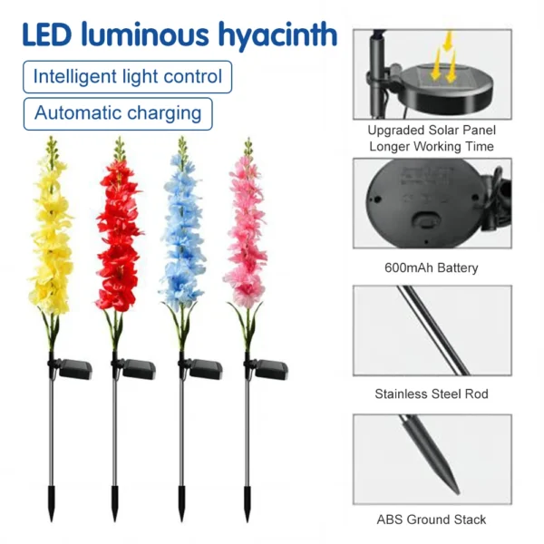LED Luminous Hyacinth Light Automatic Lighting Solar Charging Garden Decorative Lamp Outdoor Waterproof Landscape Light - Image 3
