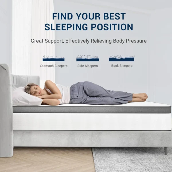10/12/14 Inch King Size Mattress, Hybrid Mattress in a Box with Independent Spring, Soft and Comfort Medium Firm King Mattresses - Image 3
