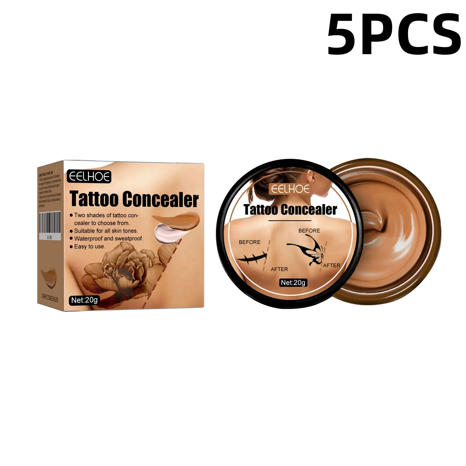 Tattoo Concealer 2 Color Waterproof Cover Up Stick, Brightening & Invisible for Tattoos, Long Lasting, Natural Look, 20g - Image 12