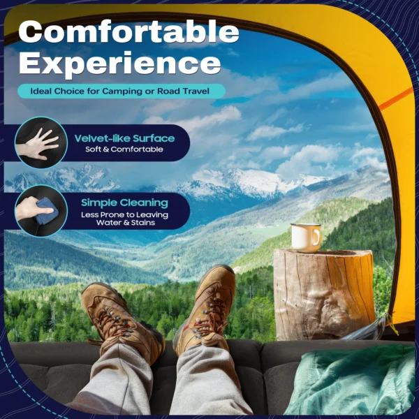 Universal Inflatable Car Bed Mattress Set w Air Pump Foldable Flocking Air Cushion for  Trunk Back Seat Camping Travel Sleeping - Image 3