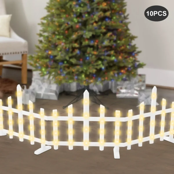 10pcs Christmas Fence Lights Decorative Lamp for Holiday 35cm