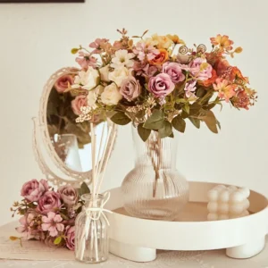 Artificial Flowers Silk Rose for Wedding Home Decoration DIY Branch Bouquet Fake Plants For Party Home Decorative Rose Florals