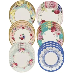Afternoon Tea Vintage Floral Paper Plates 24 Count 1 Pack Truly Scrumptious for Birthday Party Baby Shower Wedding Hen Party an