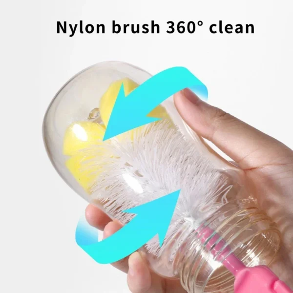 5PCS Baby Bottle Cleaning Brush, Nipple Water Cup Straw Cleaning Brush, made of sponge and nylon,for safe and efficient cleaning - Image 6