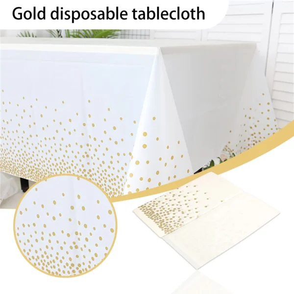 New Home And Household Products Gold Disposable Tablecloths Plastic Tablecloths White Tablecloths Disposable Tablecloth - Image 2