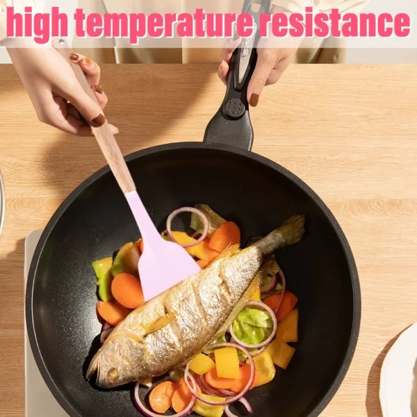 20pcs Heat-Resistant Silicone Kitchen Utensil Set with Wooden Handles Knives  Soup Spoon with Scissors Hassle-Free Cooking - Image 5