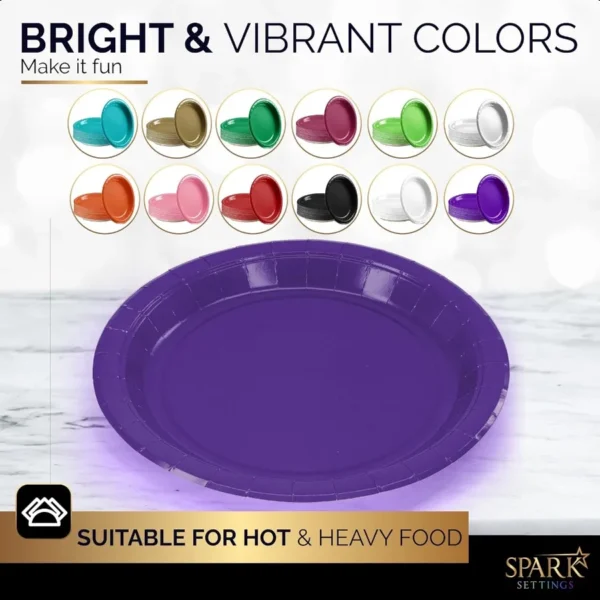Paper Dinner Plates Purple 8 1 2 Inches Paper Plates Disposable Strong and Sturdy Disposable Plates for Party Dinner Holiday Pi - Image 4