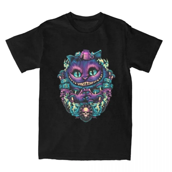 Cheshire Cat Shirt Alice in Wonderland Graphic T Shirt Men Cotton T-Shirts O Neck Tee Shirt Short Sleeve Clothing Gift Idea - Image 2