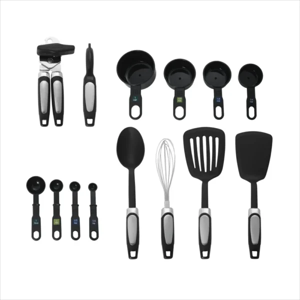 Professional 14-Piece Kitchen Tools and Gadgets Kitchen Utensil Set (Black) - Image 2