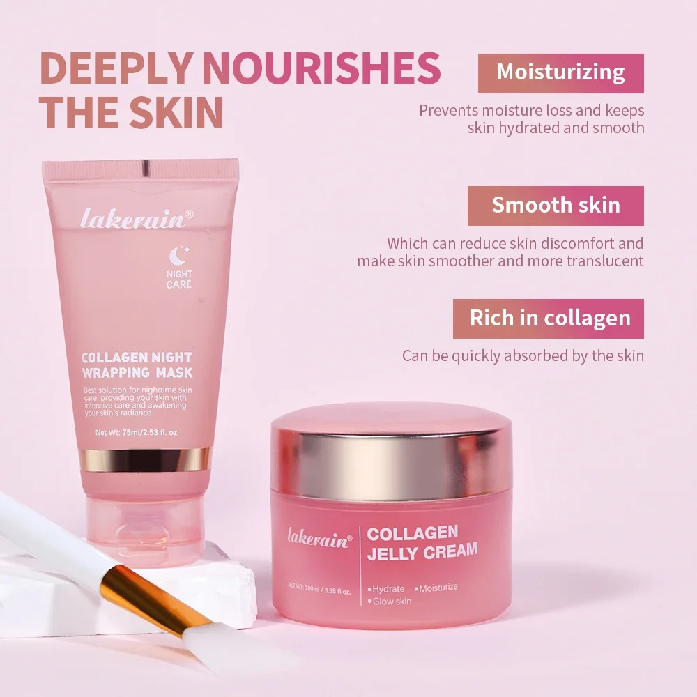 Collagen Jelly Cream Hydrolyzed Collagen Overnight Facial Mask Wrapping Peel-Off Mask Hydrating Firming Moisturizing SkinCare - Image 2