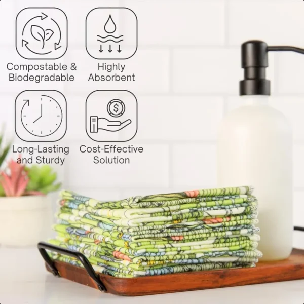 Reusable Paper Towels 12"x10 Soft Absorbent 100% Cloth Paper TowelsWashable Paper Towels Rolls w Cardboard RollReusable Napkins - Image 4