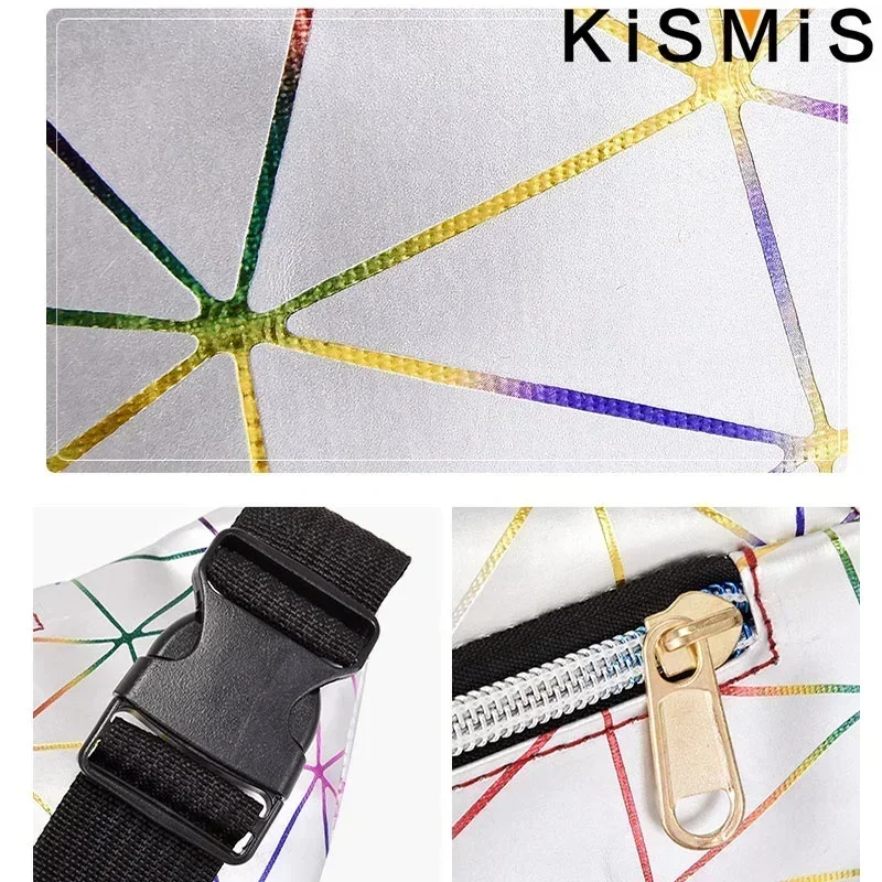KISMIS Holographic Waist Pack Bags for Women Glitter Fanny Pack Waterproof Belt Bag Fashion Laser Waist Pack Phone Pouch - Image 5