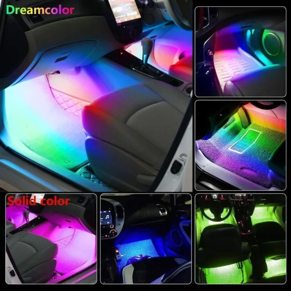 RGB Automotive Atmosphere Decorative Lamp Led Interior Light Strip Car Foot Ambient Lights with USB Cigarette with Remote Voice - Image 3