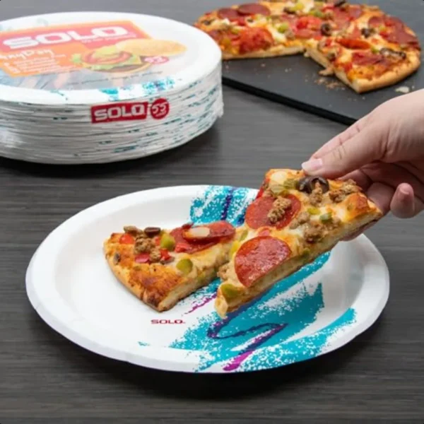 SOLO 10" Large Paper Plates Jazz 90s Nostalgic Print Pack of 55ct Paper Plates - Image 3