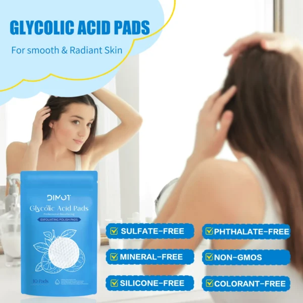 DIMOT Glycolic Acid Cotton Pads Shrink Pores Blackhead Removal Oil Control Acne Treatment Exfoliating Moisturizing Facial Care - Image 2