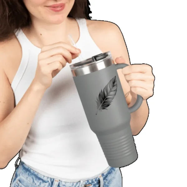 Tumbler for New York Commuters Stainless Steel Feather Insulated Travel Mug - Image 4
