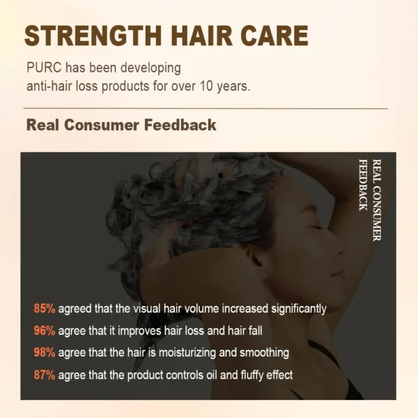 PURC Hair Shampoo Conditioner Ginger Nourishing Root Thickening Scalp Treatment Cleaning Smoothing Hair Care Products 600ml - Image 5