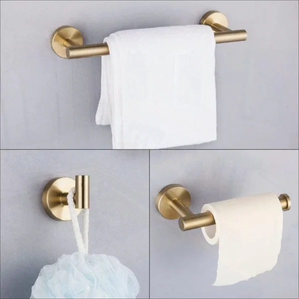 3Piece Bathroom Hardware Set with Toilet Paper Holder Towel Ring Adjustable Towel Bar Wall Mount Bath Accessory Set RT - Image 9