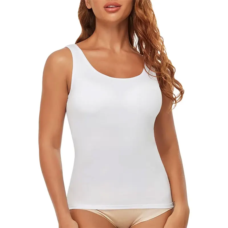 Fitness Workout Running Shirts Compression Camisole Shapewear Tank Top for Women with Built in Bra Women's Padded Sports Bra - Image 7