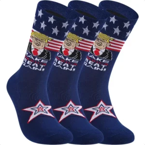 Trump 2024 Election Socks Patriotic Stars and Stripes Conservative Rally and Xmas Stocking Gifts for Adult Christmas