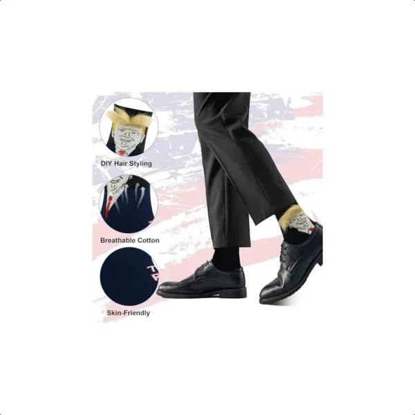 Trump Socks with Hair Funny Trump 2024 Socks Unisex 1 Pair American Themed Gift - Image 3