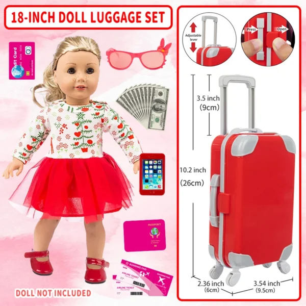 18Inch/45CM Doll Dress Phone Sunglasses Lovely Travel Suitcase Set Girl Doll Outfit Clothes Coat Hoodie Baby Toys Girl's Gifts - Image 5