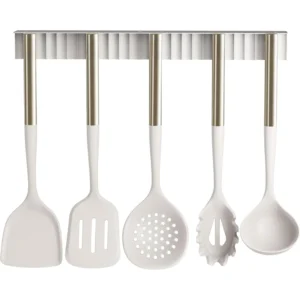 Comes with a hanger, 6-piece stainless steel handle cooking kitchen utensil set, non stick cookware that won't scratch