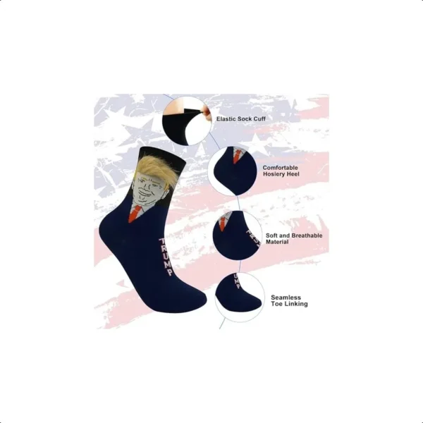 Trump Socks with Hair Funny Trump 2024 Socks Unisex 1 Pair American Themed Gift - Image 2