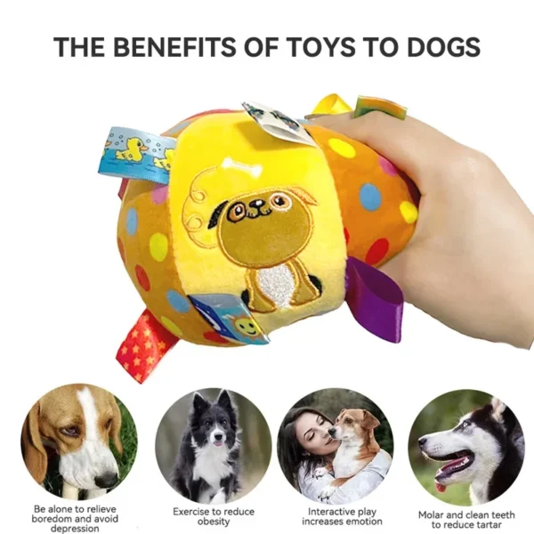 Plush Dog Vocal Toy Ball Funny Interactive Pet Toys with Bells Cleaning Tooth Chew Toy For Small Large Dogs Cats Puppy Plaything - Image 6