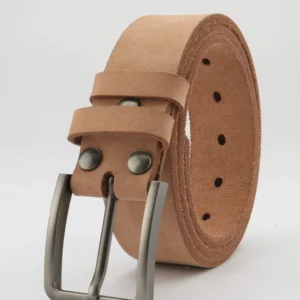 Leather Belt for Men Made From Genuine Whole Cowhide, Trimmed Edge Belt, Cowhide in Natural Color, Casual and Retro Style,