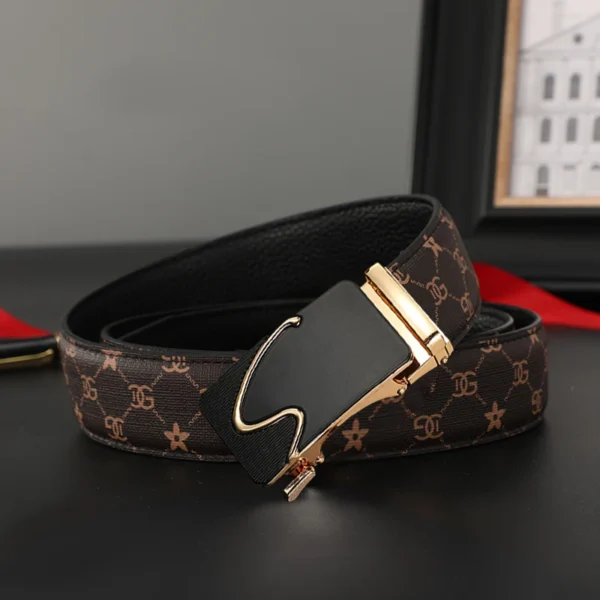 Men belt Leather Belt Metal Alloy Automatic Buckle Brand Luxury Design Waist Belts for Men Strap Male - Image 2
