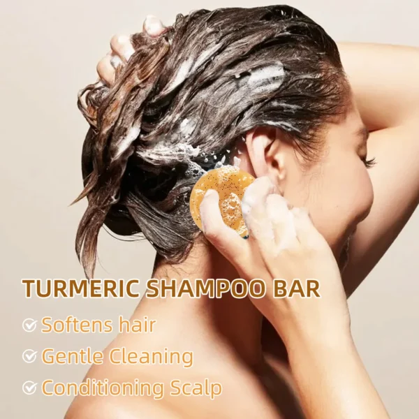 Natural TurmericShampoo Soap Reduce Hair Loss Clean Dandruff Nourish Moisturize Scalp Improve Hair Quality Hair Care Product 60g - Image 3