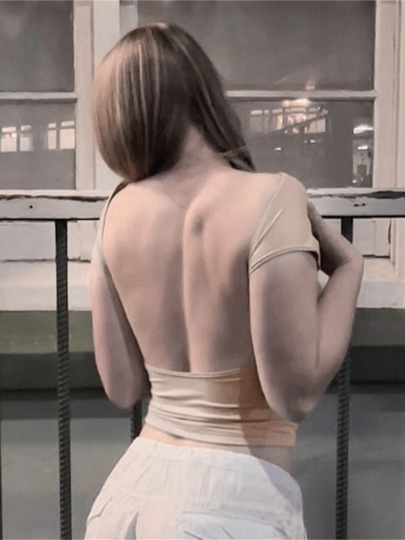 Backless Top Short Sleeved Top Navel Exposed Lady Top Sexy Open Back T-shirt Tight Fitting Top for Women Summer Sports and Leisu - Image 4