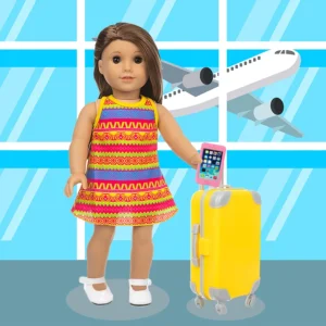 18Inch Doll Clothes Yellow Dress Lovely Travel Suitcase American Doll Summer Outfit Pineapple sunglasses Baby Toys Girl's Gift