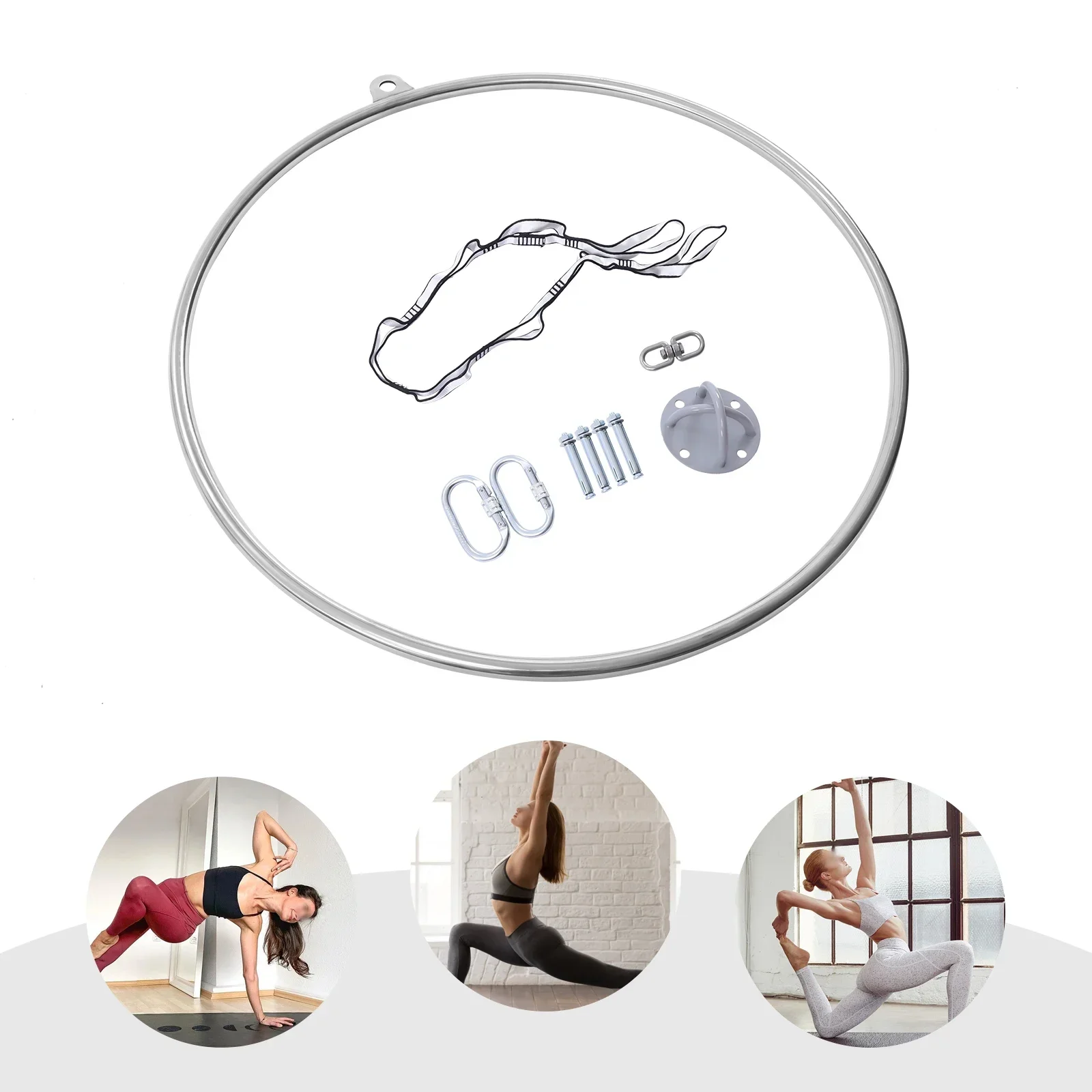 90cm Aerial Lyra Hoop Gymnastic Equipment Lifting Ring Yoga Ring Dance Stainless Home Fitness Magic for Yoga Studio/Home Fitness - Image 6