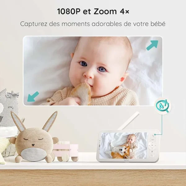 BOIFUN 1080P 5" Baby Monitor Camera, PTZ 355°Camera Baby Motion Monitoring and Automatic Tracking, Monitor and Smartphone - Image 5