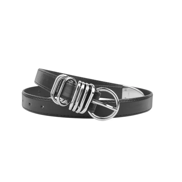 Belt for women niche design high sense of everything embellished with jeans with wire loop pin buckle belt black - Image 4