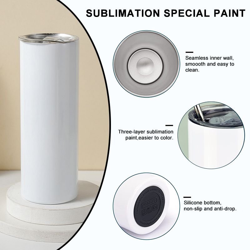 US Warehouse White 20Oz Stainless Steel Heat Transfer Printing Tumbler 20oz Straight Sublimation Tumbler 25PCS/Case - Image 3