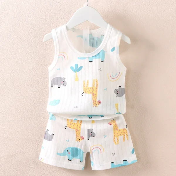 Children's Clothing Print Sleeveless Tops Shorts Cute Breathable Kids Summer Vest Shorts Set Tank Top for Baby Clothing Children - Image 7