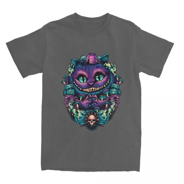 Cheshire Cat Shirt Alice in Wonderland Graphic T Shirt Men Cotton T-Shirts O Neck Tee Shirt Short Sleeve Clothing Gift Idea - Image 3
