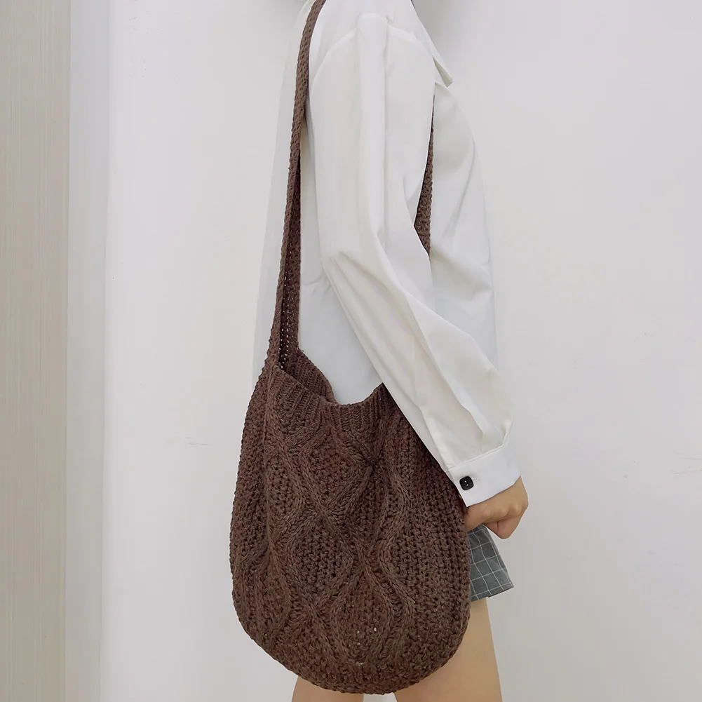 Fashion Knitted Shoulder Bags for Women Large Capacity Shopping Crossbody Bags - Image 3