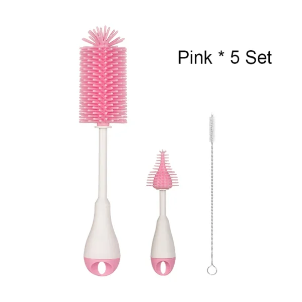 360 Degree Rotation 3 in 1 Silicone Baby Bottle Pacifier Brush Wash Water Cup Container Straw Cleaning Brush Set - Image 8