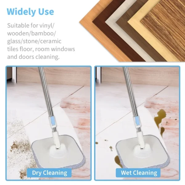 Spin Mop and Bucket with Wringer Set Flat Floor Mop with Clean and Dirty Water Separate System 2 Replaceable Reusable Washable - Image 4