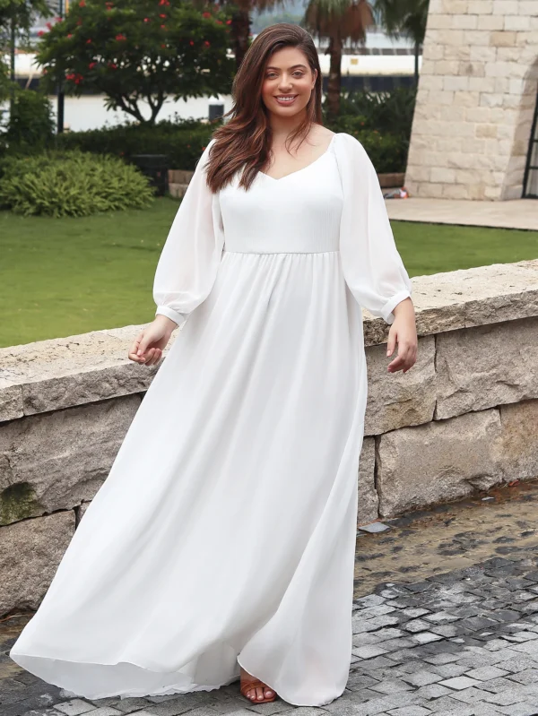 Women's Sexy Lace Maxi Evening dress Gown Off Shoulder Lantern Sleeve High Waist Women Dress Flowy Hem White Elegant Long Dress - Image 5