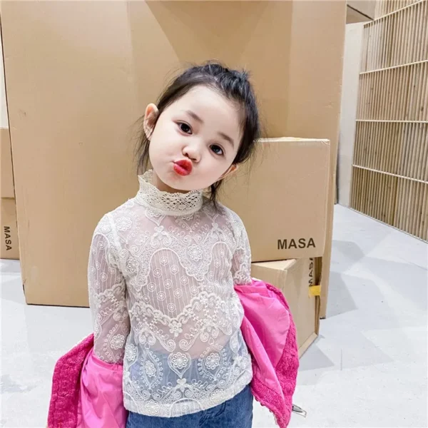 Baby Girl Princess Lace Shirt Infant Toddler Child Tshirt Long Sleeve Girl Blouses Top Spring Autumn Summer Baby Clothes 1-7Y - Image 2