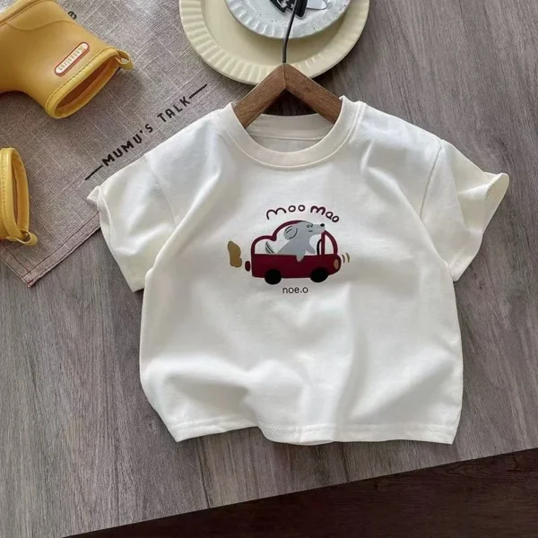 New Cartoon T-shirt For Boys Baby Print T-shirt Fashionable Casual Loose Sports T-shirt Children's Summer Short Sleeved Top - Image 4