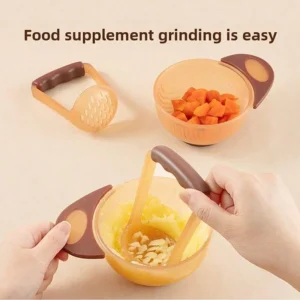 2/3 Pcs Baby Food Grinding Bowl Set Manual Fruit Puree Maker Food Processing Bowl & Grinder With Baby Fruit Feeder Pacifier