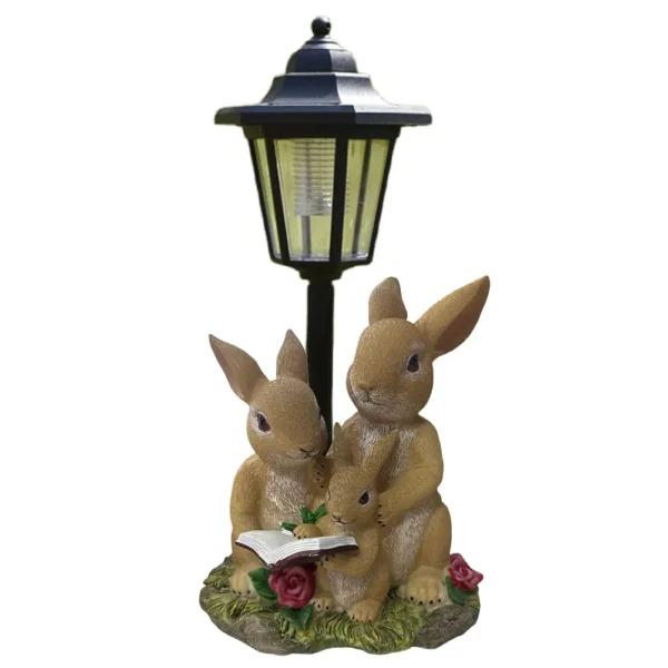 Solar Powered Hexagonal Decorative Lamp Resin Hexagonal Night Light Animal/Child/Gnome Cute Sculpture Lamp Courtyard Decoration - Image 7