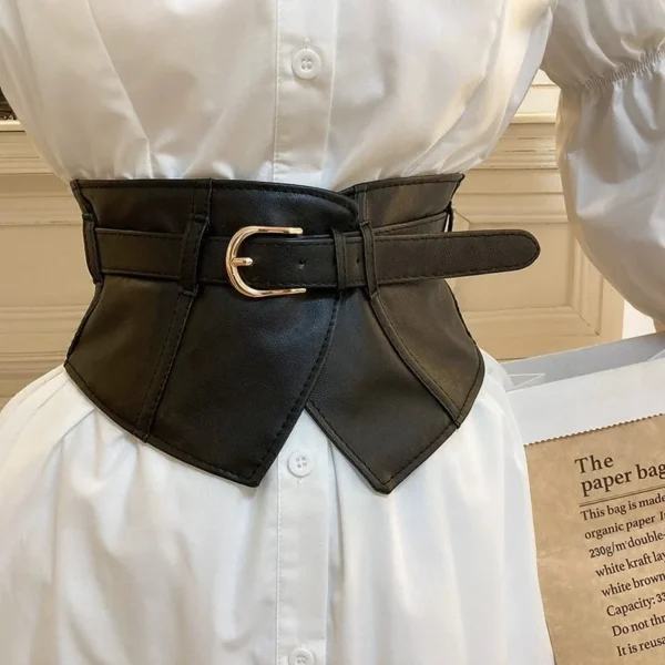 Belt women fashion with dress overcoat design elastic elastic elastic belt black niche with wide version of the belt - Image 4