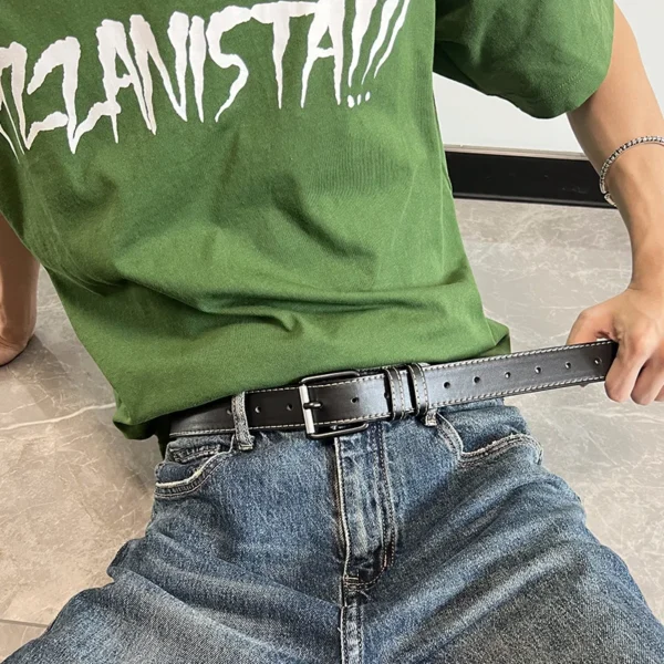 Men's Trousers Belt Simple Fashion Luxury Brand Leather High Quality Waistband Men Luxury Brand Black Belt DT151 - Image 4